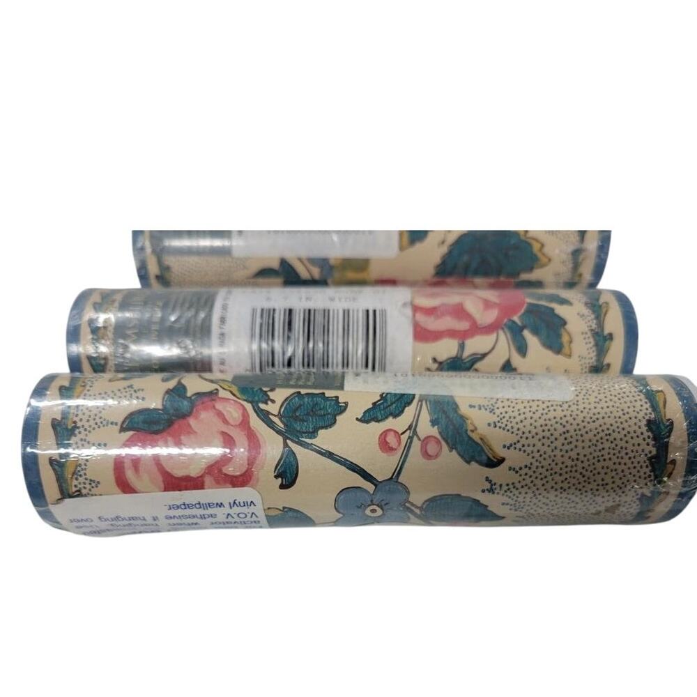 🌺 3 Rolls Williamsburg PAT#576930 Vinyl Wallpaper Border 15Yrd Floral Vintage